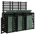 Casa si Gradina - Mobilier - Organizare si depozitare - Cosuri de gunoi - Magazie tripla depozitare cos de gunoi, negru, lemn masiv pin - Infinity.ro
