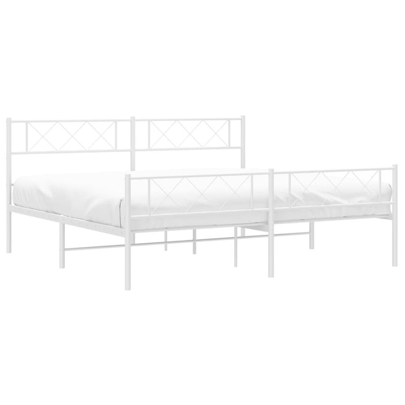 Casa si Gradina - Mobilier - Paturi si accesorii - Paturi - Cadru de pat metalic cu tablie de cap/picioare, alb, 180x200 cm - Infinity.ro