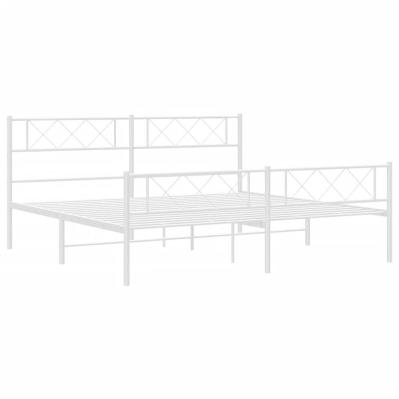 Casa si Gradina - Mobilier - Paturi si accesorii - Paturi - Cadru de pat metalic cu tablie de cap/picioare, alb, 180x200 cm - Infinity.ro