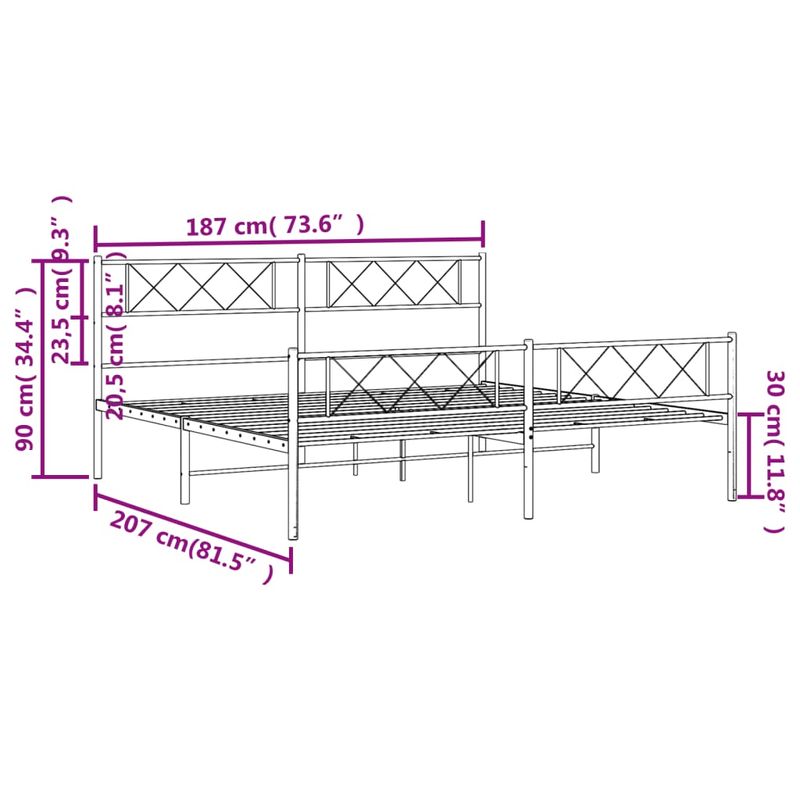 Casa si Gradina - Mobilier - Paturi si accesorii - Paturi - Cadru de pat metalic cu tablie de cap/picioare, alb, 180x200 cm - Infinity.ro