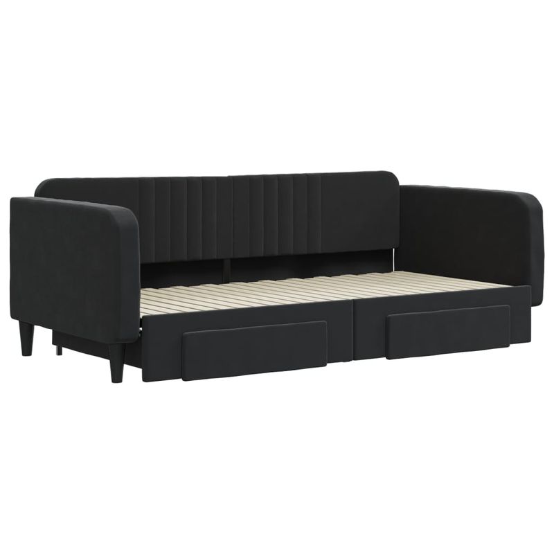 Casa si Gradina - Mobilier - Paturi si accesorii - Paturi - Pat de zi cu extensie si sertare, negru, 100x200 cm, catifea - Infinity.ro