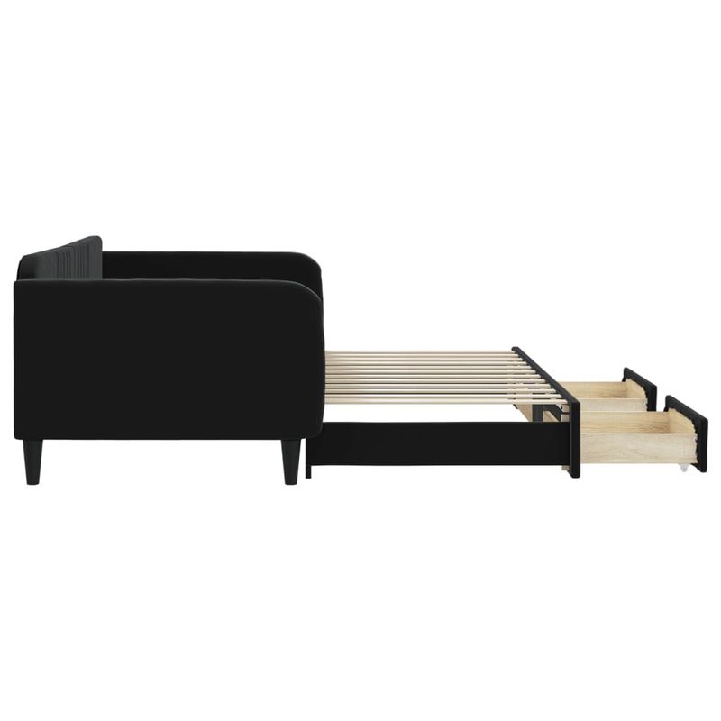 Casa si Gradina - Mobilier - Paturi si accesorii - Paturi - Pat de zi cu extensie si sertare, negru, 100x200 cm, catifea - Infinity.ro