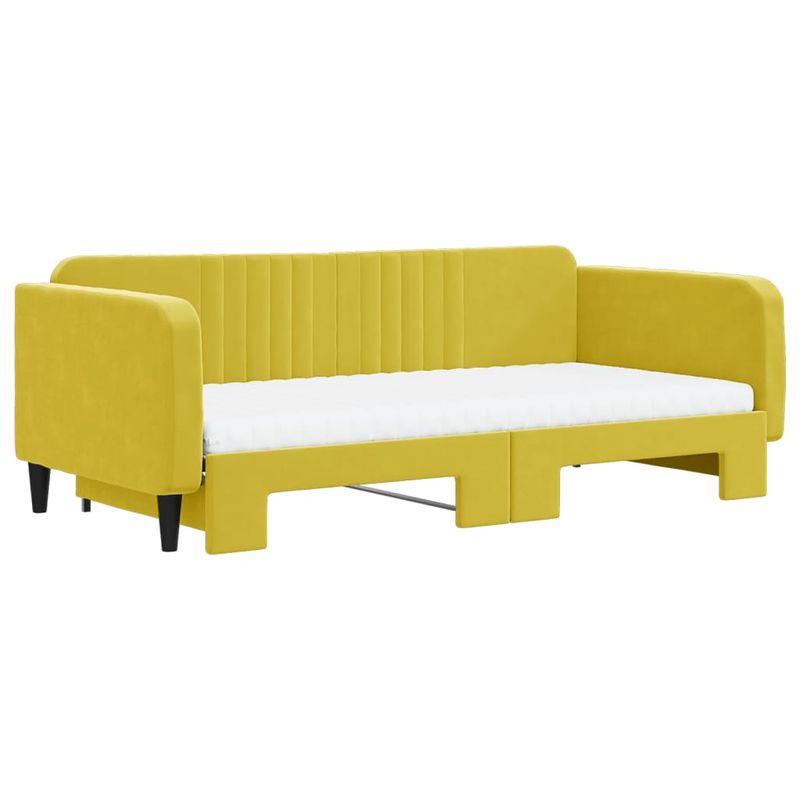 Casa si Gradina - Mobilier - Paturi si accesorii - Paturi - Pat de zi cu extensie si saltea, galben, 100x200 cm, catifea - Infinity.ro