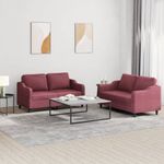 Casa si Gradina - Mobilier - Seturi de mobilier - Seturi living - Set canapea cu perne, 2 piese, rosu vin, material textil - Infinity.ro