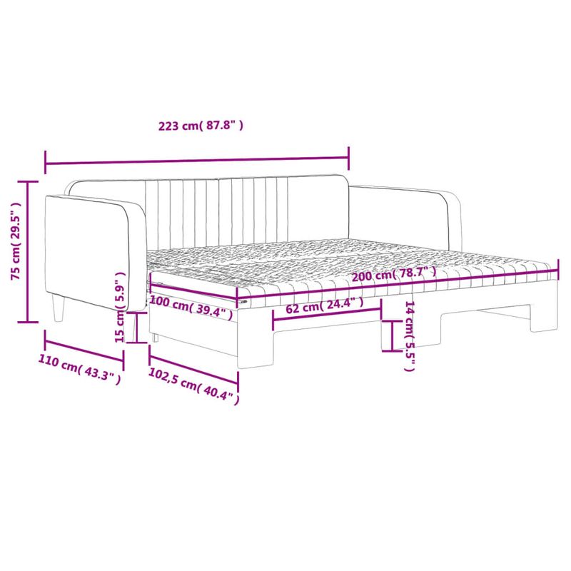 Casa si Gradina - Mobilier - Paturi si accesorii - Paturi - Pat de zi cu extensie si saltea, galben, 100x200 cm, catifea - Infinity.ro