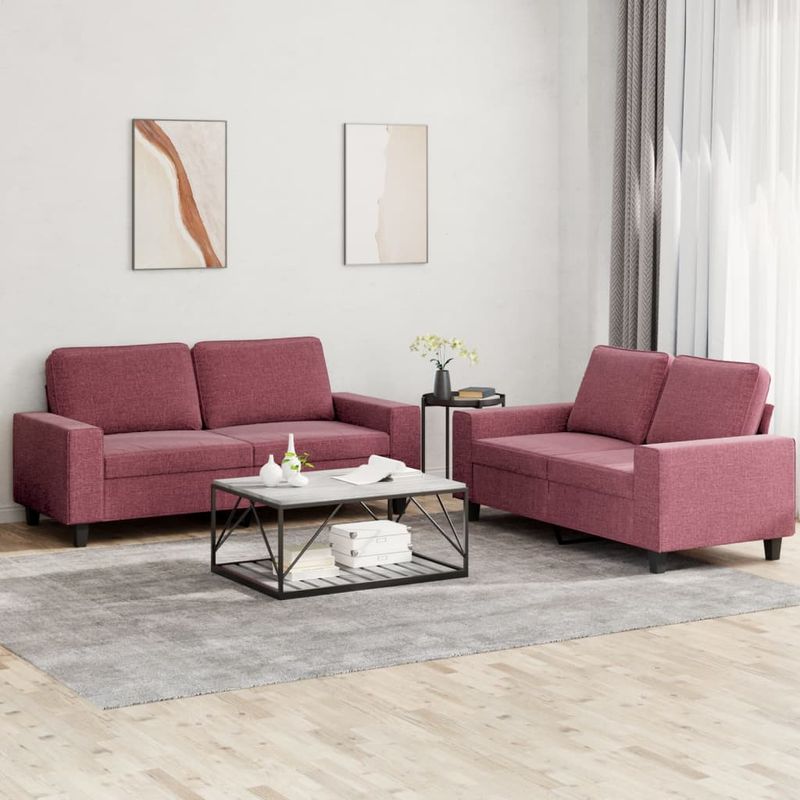 Casa si Gradina - Mobilier - Canapele si coltare - Canapele - Set de canapea, 2 piese, rosu vin, material textil - Infinity.ro