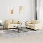 Casa si Gradina - Mobilier - Seturi de mobilier - Seturi living - Set de canapele cu perne, 2 piese, crem, material textil - Infinity.ro