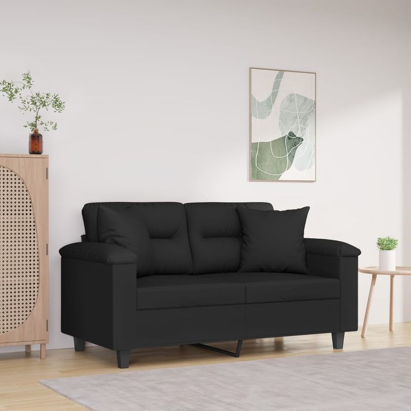 Casa si Gradina - Mobilier - Canapele si coltare - Canapele - Canapea cu 2 locuri, cu perne, negru, 120 cm, microfibra - Infinity.ro
