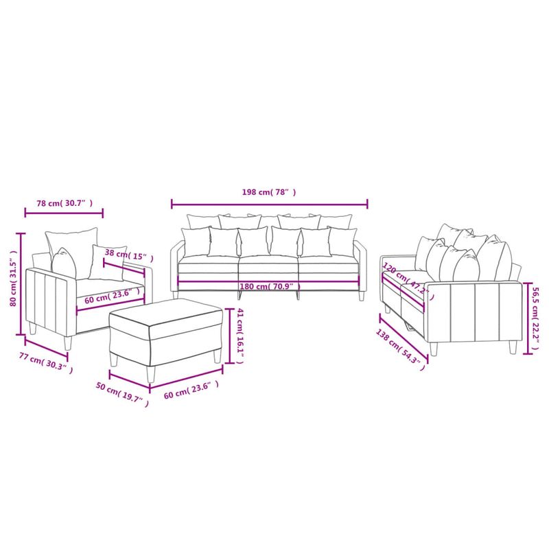 Casa si Gradina - Mobilier - Seturi de mobilier - Seturi living - Set canapele cu perne, 4 piese, rosu vin, catifea - Infinity.ro