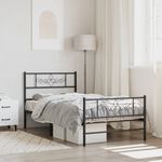 Casa si Gradina - Mobilier - Paturi si accesorii - Paturi - Cadru pat metalic cu tablii de cap/picioare, negru, 100x200 cm - Infinity.ro