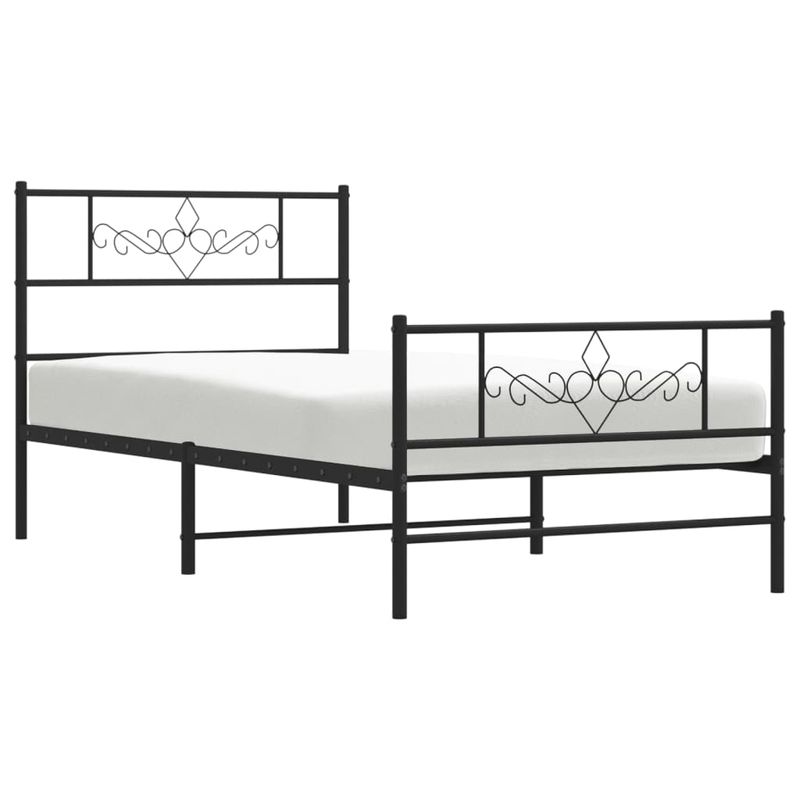 Casa si Gradina - Mobilier - Paturi si accesorii - Paturi - Cadru pat metalic cu tablii de cap/picioare, negru, 100x200 cm - Infinity.ro