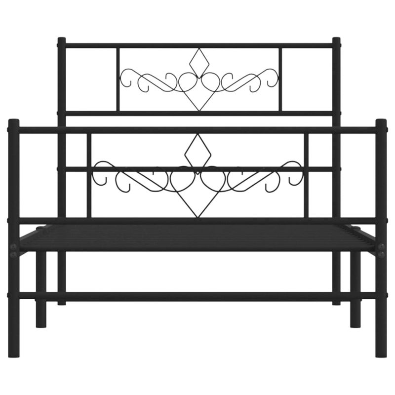 Casa si Gradina - Mobilier - Paturi si accesorii - Paturi - Cadru pat metalic cu tablii de cap/picioare, negru, 100x200 cm - Infinity.ro