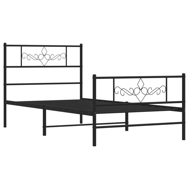 Casa si Gradina - Mobilier - Paturi si accesorii - Paturi - Cadru pat metalic cu tablii de cap/picioare, negru, 100x200 cm - Infinity.ro