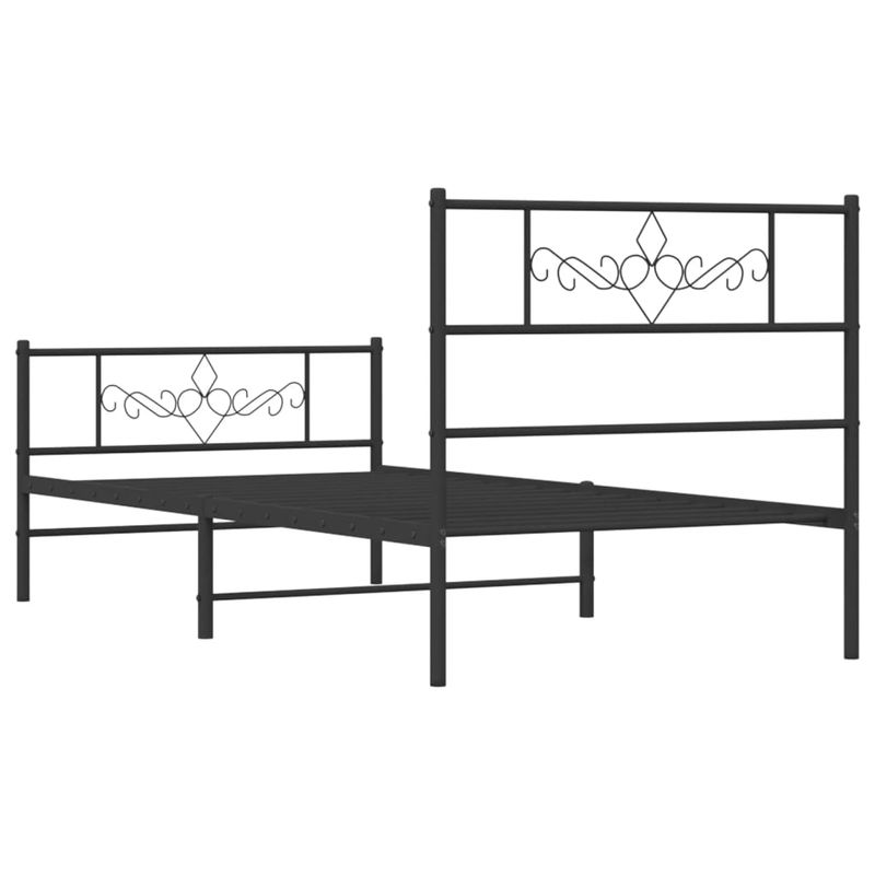 Casa si Gradina - Mobilier - Paturi si accesorii - Paturi - Cadru pat metalic cu tablii de cap/picioare, negru, 100x200 cm - Infinity.ro