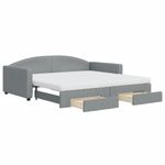 Casa si Gradina - Mobilier - Paturi si accesorii - Paturi - Pat de zi cu extensie si sertare, gri deschis 100x200 cm textil - Infinity.ro