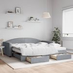 Casa si Gradina - Mobilier - Paturi si accesorii - Paturi - Pat de zi cu extensie si sertare, gri deschis 100x200 cm textil - Infinity.ro