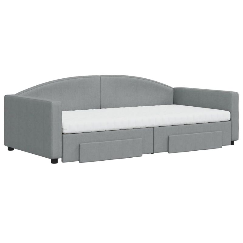 Casa si Gradina - Mobilier - Paturi si accesorii - Paturi - Pat de zi cu extensie si sertare, gri deschis 100x200 cm textil - Infinity.ro