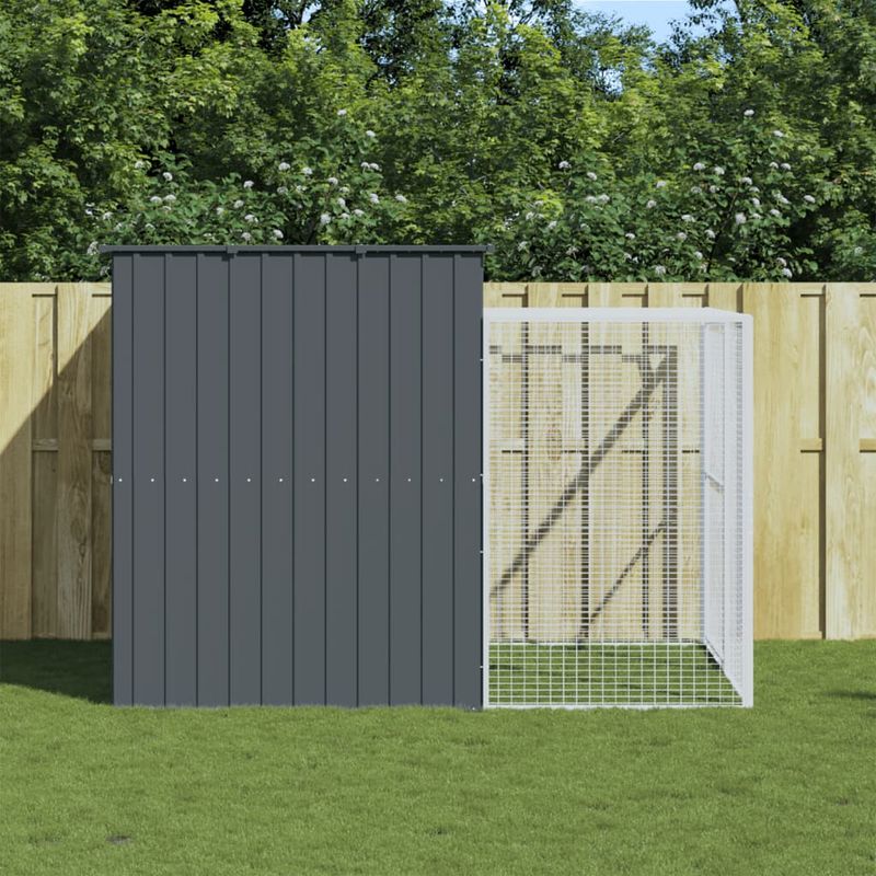 Petshop - Accesorii petshop - Culcusuri si custi - Tarcuri si colivii - Cusca de caine cu tarc antracit 214x253x181 cm otel galvanizat - Infinity.ro