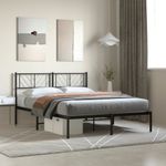 Casa si Gradina - Mobilier - Paturi si accesorii - Paturi - Cadru de pat metalic cu tablie, negru, 160x200 cm - Infinity.ro