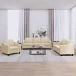 Casa si Gradina - Mobilier - Seturi de mobilier - Seturi living - Set de canapele cu perne, 3 piese, crem, textil - Infinity.ro