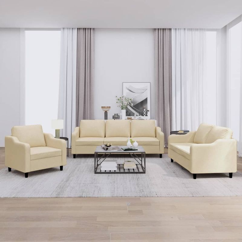 Casa si Gradina - Mobilier - Seturi de mobilier - Seturi living - Set de canapele cu perne, 3 piese, crem, textil - Infinity.ro