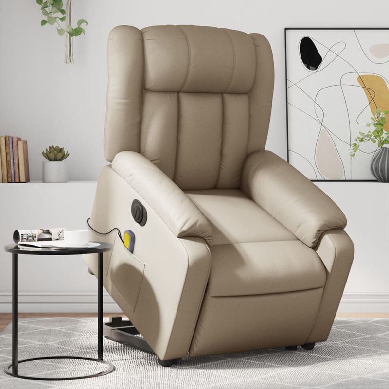 Ingrijire personala si Cosmetice - Sanatate si wellness - Articole wellness - Fotolii de masaj - Fotoliu electric masaj rabatabil cu ridicare, cappuccino - Infinity.ro