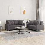 Casa si Gradina - Mobilier - Seturi de mobilier - Seturi living - Set de canapele cu perne, 2 piese, gri, piele ecologica - Infinity.ro