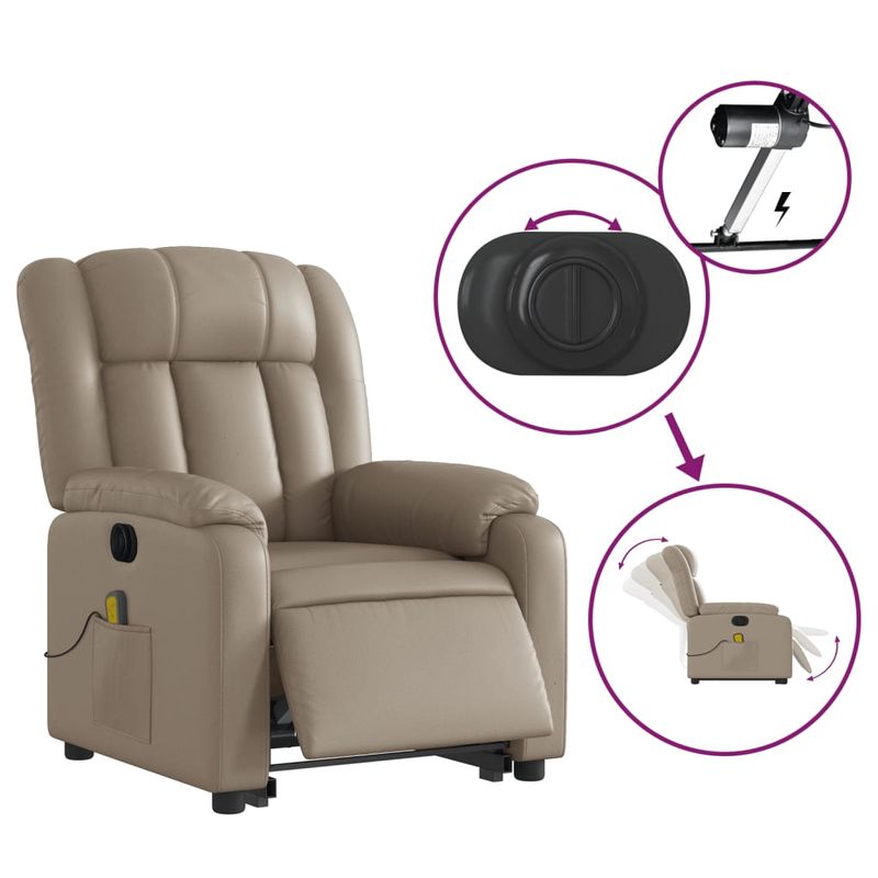 Ingrijire personala si Cosmetice - Sanatate si wellness - Articole wellness - Fotolii de masaj - Fotoliu electric masaj rabatabil cu ridicare, cappuccino - Infinity.ro