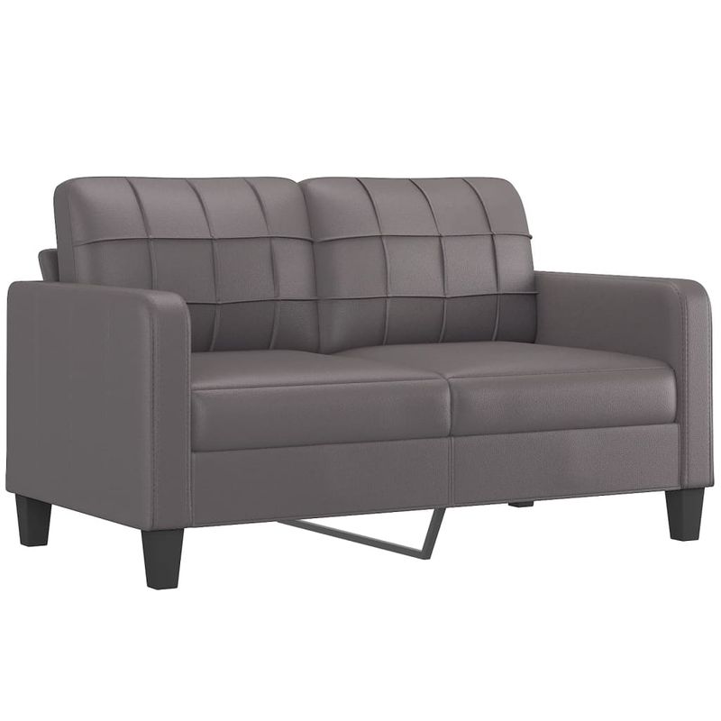 Casa si Gradina - Mobilier - Seturi de mobilier - Seturi living - Set de canapele cu perne, 2 piese, gri, piele ecologica - Infinity.ro