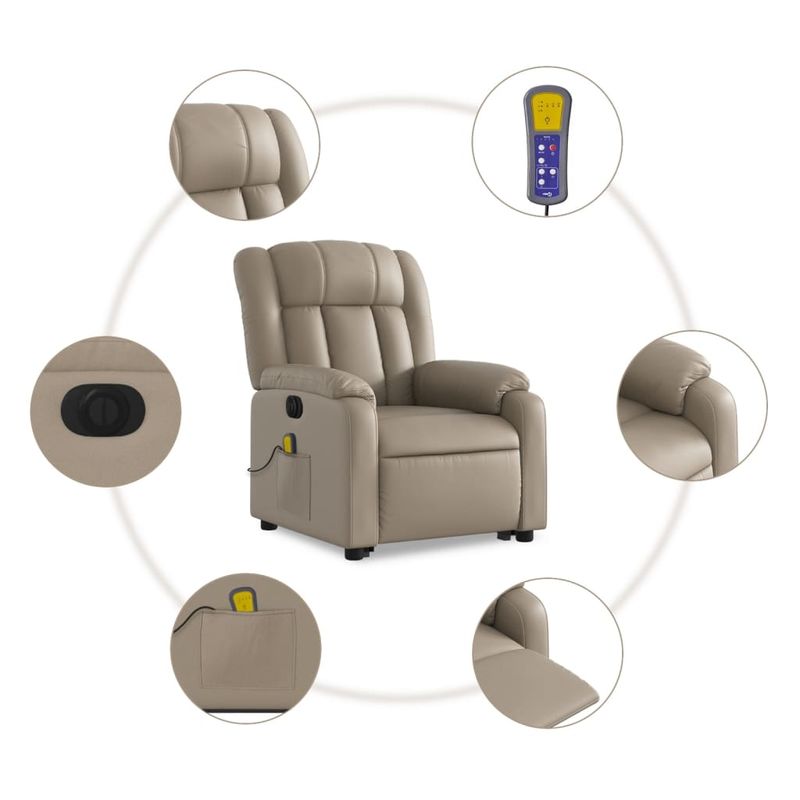 Ingrijire personala si Cosmetice - Sanatate si wellness - Articole wellness - Fotolii de masaj - Fotoliu electric masaj rabatabil cu ridicare, cappuccino - Infinity.ro