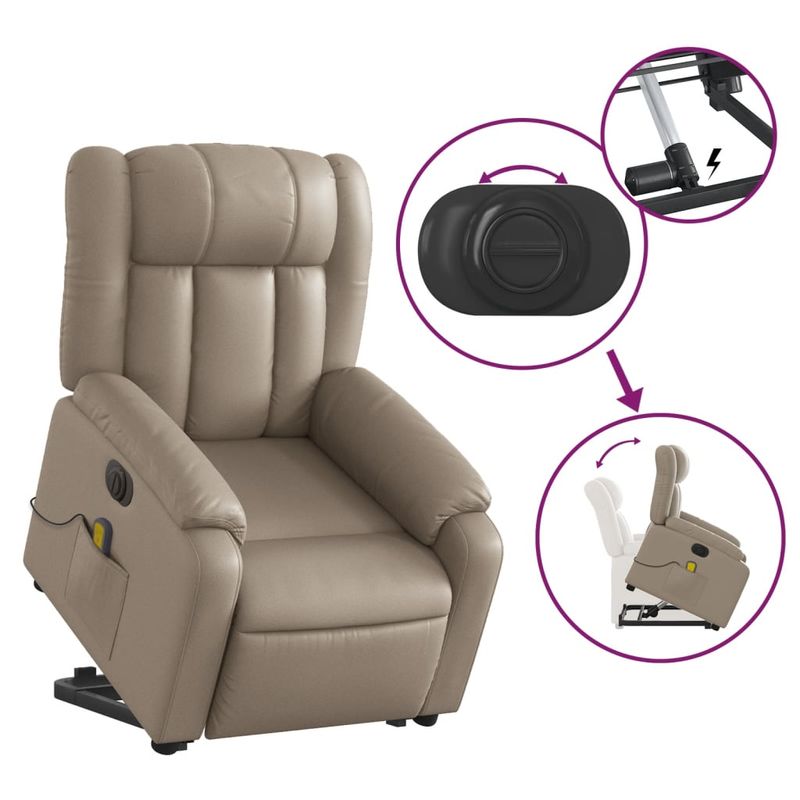 Ingrijire personala si Cosmetice - Sanatate si wellness - Articole wellness - Fotolii de masaj - Fotoliu electric masaj rabatabil cu ridicare, cappuccino - Infinity.ro