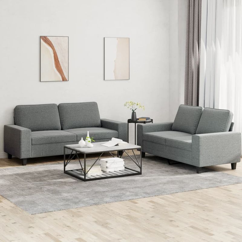 Casa si Gradina - Mobilier - Seturi de mobilier - Seturi living - Set de canapele, 2 piese, gri inchis, material textil - Infinity.ro