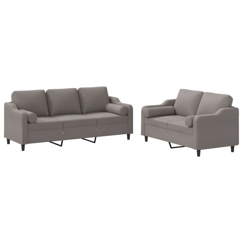 Casa si Gradina - Mobilier - Seturi de mobilier - Seturi living - Set de canapele cu perne, 2 piese, gri taupe, textil - Infinity.ro