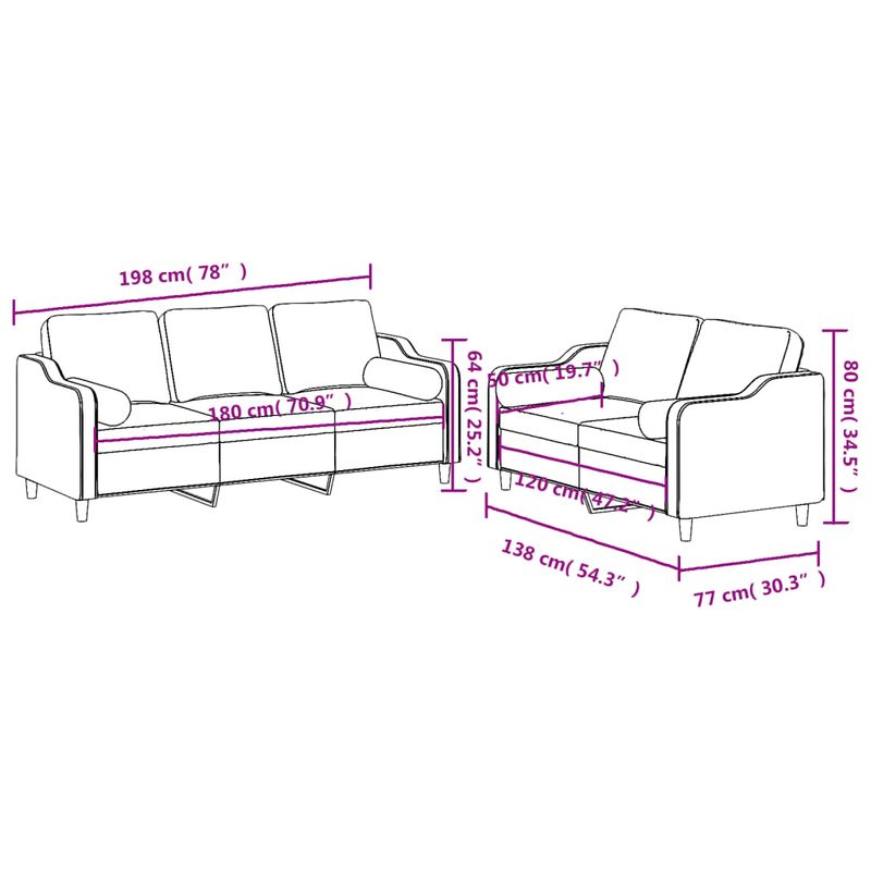 Casa si Gradina - Mobilier - Seturi de mobilier - Seturi living - Set de canapele cu perne, 2 piese, gri taupe, textil - Infinity.ro