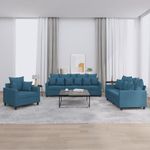 Casa si Gradina - Mobilier - Seturi de mobilier - Seturi living - Set de canapele cu perne, 3 piese, albastru, catifea - Infinity.ro