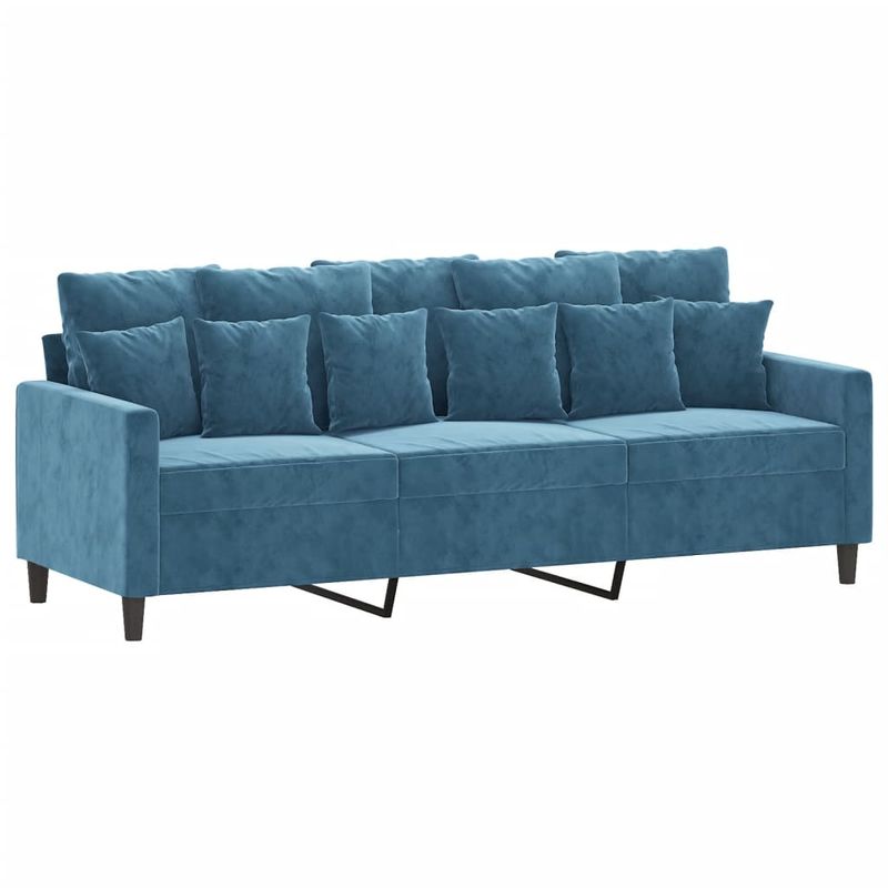 Casa si Gradina - Mobilier - Seturi de mobilier - Seturi living - Set de canapele cu perne, 3 piese, albastru, catifea - Infinity.ro