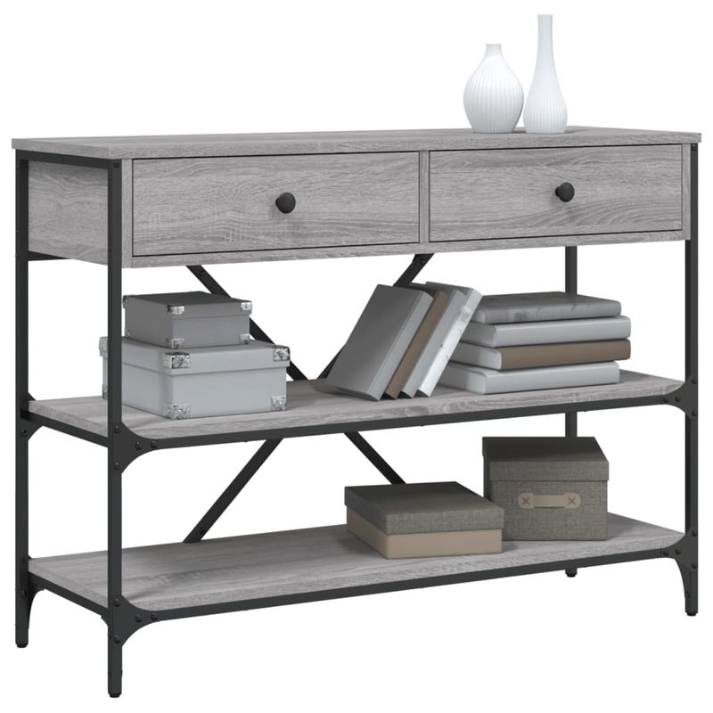 Casa si Gradina - Mobilier - Comode si corpuri - Console - Masa consola cu sertare si rafturi sonoma gri lemn prelucrat - Infinity.ro