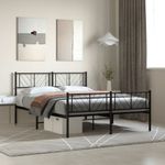Casa si Gradina - Mobilier - Paturi si accesorii - Paturi - Cadru pat metalic cu tablie de cap/picioare, negru, 135x190 cm - Infinity.ro