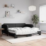 Casa si Gradina - Mobilier - Paturi si accesorii - Paturi - Pat de zi cu extensie, negru, 90x190 cm, textil - Infinity.ro