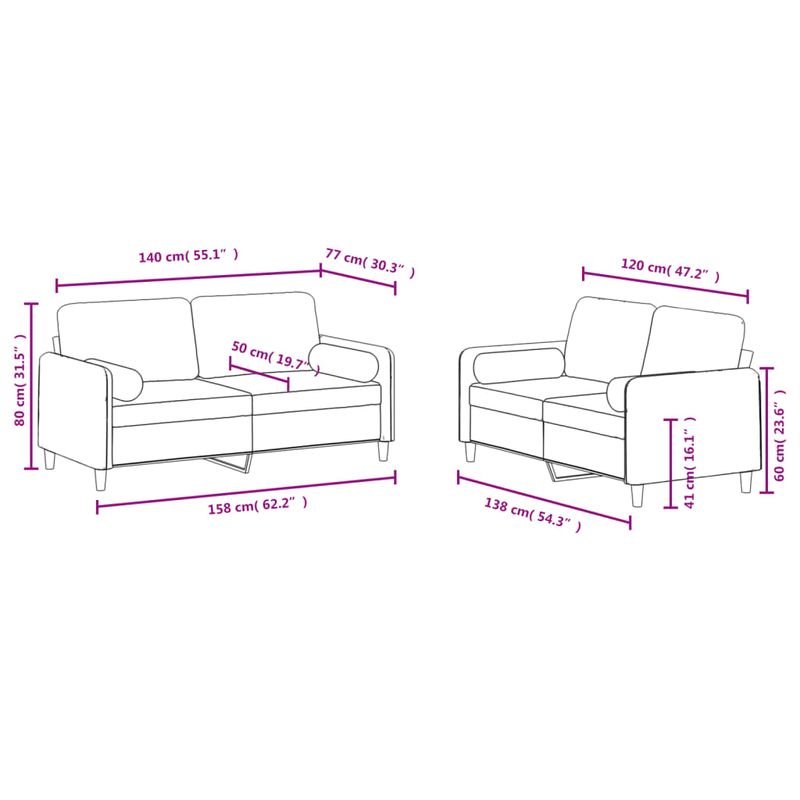 Casa si Gradina - Mobilier - Seturi de mobilier - Seturi living - Set de canapele cu perne, 2 piese, galben, catifea - Infinity.ro