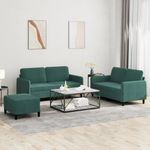 Casa si Gradina - Mobilier - Seturi de mobilier - Seturi living - Set de canapele, 3 piese, verde inchis, catifea - Infinity.ro