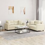 Casa si Gradina - Mobilier - Seturi de mobilier - Seturi living - Set de canapele cu perne, 2 piese, crem, piele ecologica - Infinity.ro