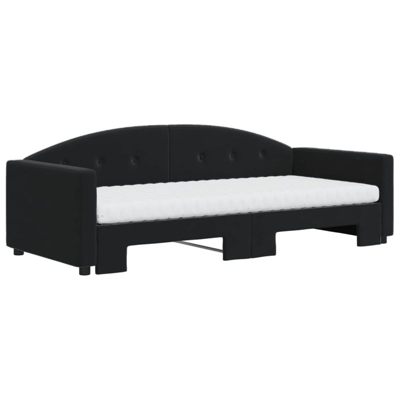 Casa si Gradina - Mobilier - Paturi si accesorii - Paturi - Pat de zi cu extensie si saltele, negru, 90x190 cm, catifea - Infinity.ro