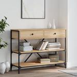 Casa si Gradina - Mobilier - Comode si corpuri - Console - Masa consola cu sertare si rafturi stejar sonoma lemn prelucrat - Infinity.ro