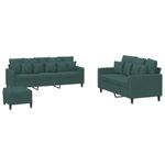 Casa si Gradina - Mobilier - Seturi de mobilier - Seturi living - Set de canapele cu perne, 3 piese, verde inchis, catifea - Infinity.ro