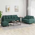 Casa si Gradina - Mobilier - Seturi de mobilier - Seturi living - Set de canapele cu perne, 3 piese, verde inchis, catifea - Infinity.ro