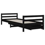 Casa si Gradina - Mobilier - Mobilier copii - Patuturi copii - Cadru pat copii cu sertare, negru, 80x200 cm, lemn masiv de pin - Infinity.ro