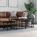 Casa si Gradina - Mobilier - Mese si birouri - Masute de cafea - Mese suprapuse de cafea, 3 buc, negru, lemn prelucrat - Infinity.ro