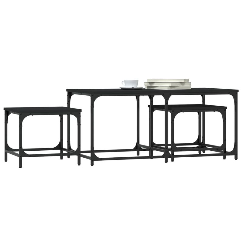 Casa si Gradina - Mobilier - Mese si birouri - Masute de cafea - Mese suprapuse de cafea, 3 buc, negru, lemn prelucrat - Infinity.ro