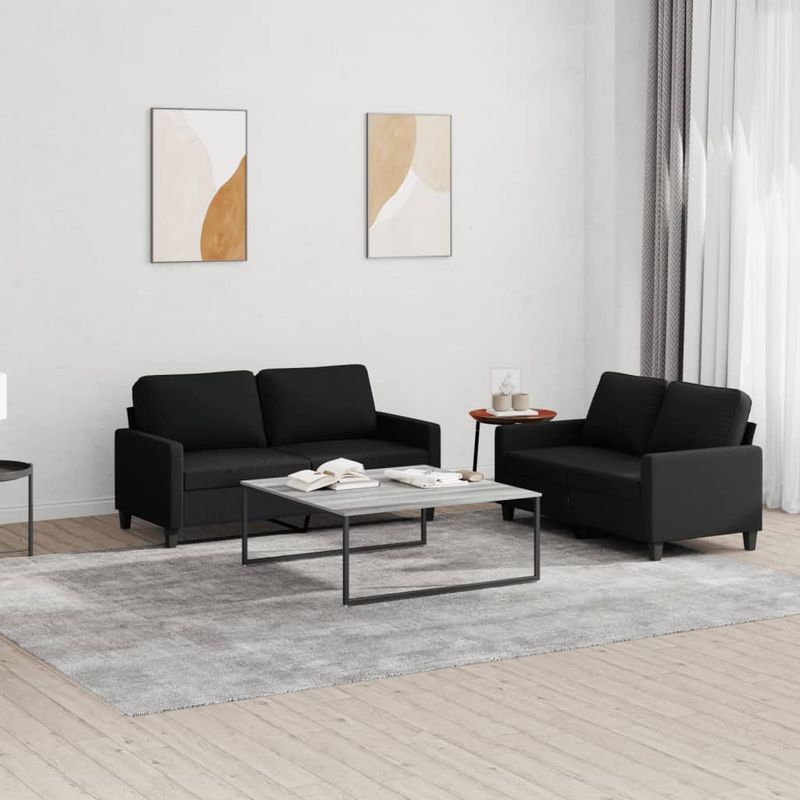 Casa si Gradina - Mobilier - Seturi de mobilier - Seturi living - Set de canapele cu perne, 2 piese, negru, textil - Infinity.ro